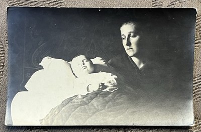 Published, Poignant Post Mortem Photograph -1920 s Mom W/ Deceased Child