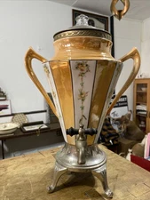 Antique Royal Rochester Fraunfelter Orange Luster Porcelain Coffee Percolator