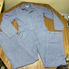Vintage Key Imperial Striped Coveralls Jumpsuit Youth 16 Made In USA