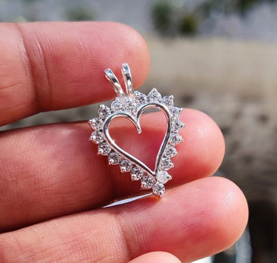 1.80Ct Round Cut Lab Created Diamond Heart Pendant 14K White Gold Plated Silver