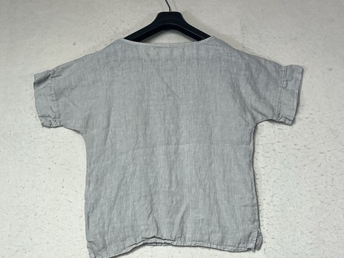 Francesca Bettini Beige Short Sleeve 100% Linen Top Women’s Medium Made in Italy - Picture 2 of 7