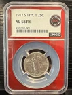 1917-S Standing Liberty Quarter Type 1 NGC AU58 FH