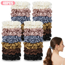 48pcs Satin Hair Scrunchies for Girls Elastic Hair Bands Ponytail Holders