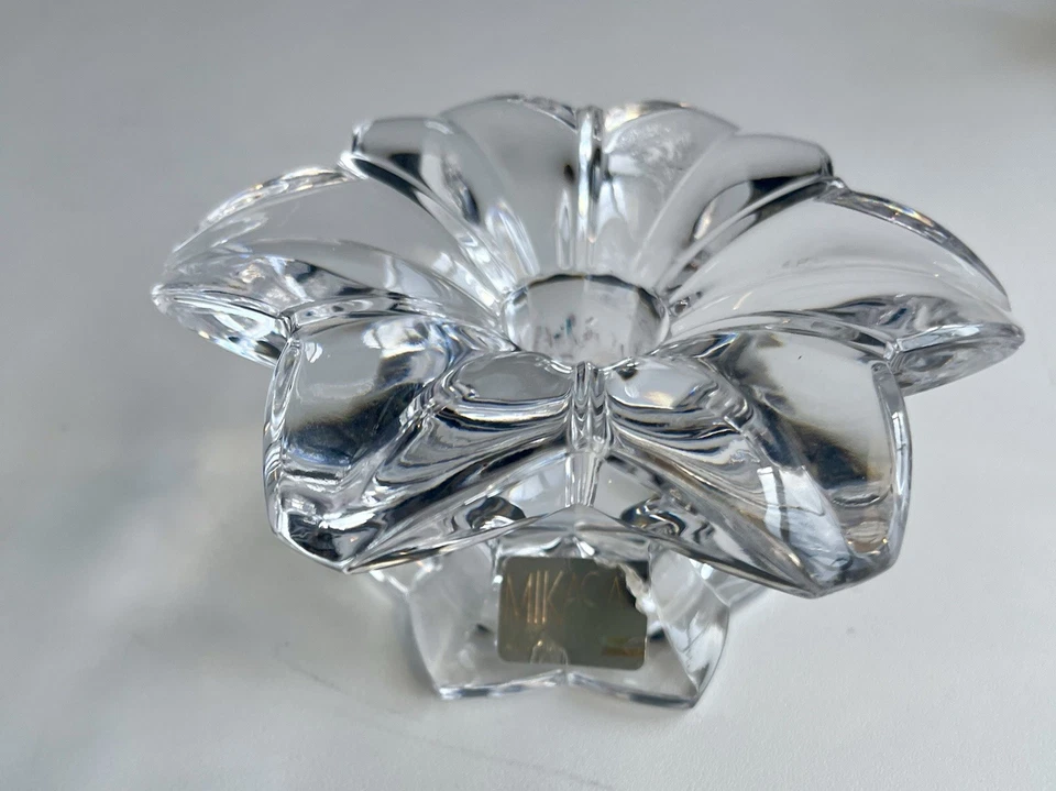 Candelabros votivos vintage Mikasa cristal transparente - Juego de 2 cubitos de hielo flor Foto 3 de 4
