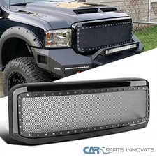 Fits 05-07 F250 F350 Superduty Excursion Black ABS & Stainless Steel Mesh Grille