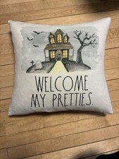 Rae Dunn Halloween Welcome My Pretties Pillow Cover With Down Pillow