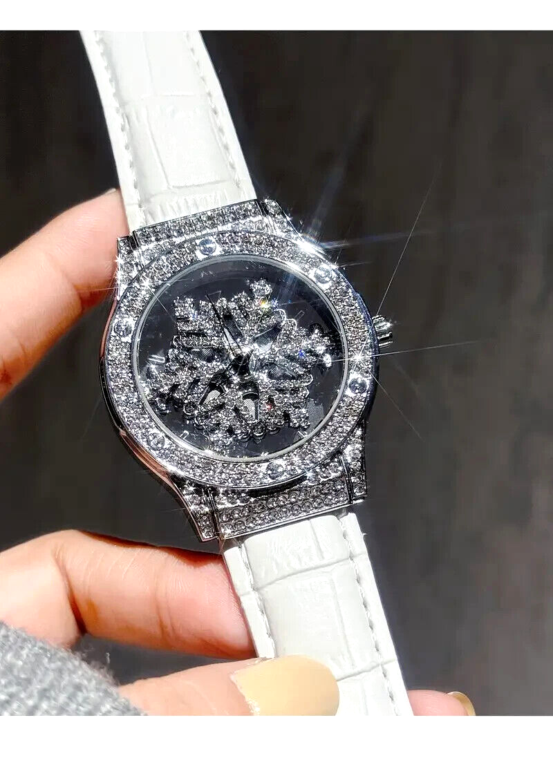 Luxury Women Quartz Watch Rhinestone Rotating Starry Sky Dial