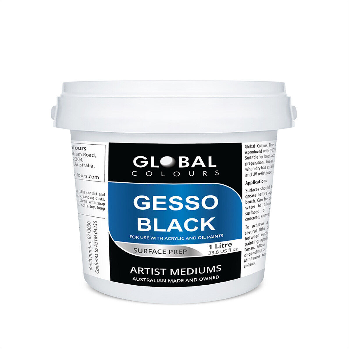 BLACK GESSO PRIMER - Global Colours Professional Acrylic Mediums, Artist  Paints