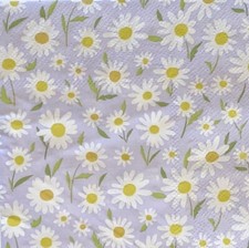 two Individual Daisy Flowers Paper Beverage Napkins Decoupage Spring Lavender