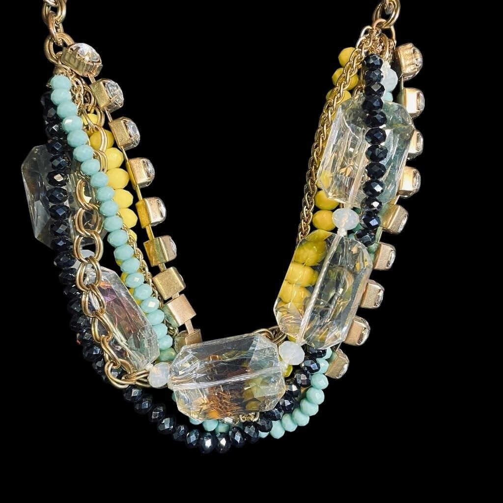 Boho Statement Necklace Multicolor Beaded Crystal… - image 2