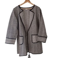 Sweet Magnolia Jacket Jacquard Coat Kimono White & Black Cotton Oversized