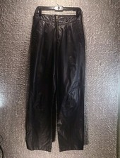 Vintage Pelle Leather Women Pants Size 12 Black Lined Zipper 28 Waist