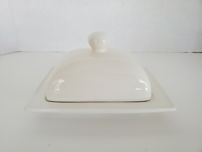 Porcelain Butter Dish And Cover White Lid Keeper Holder Block