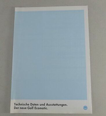 Brochure VW Golf 3 / III Ecomatic Technical Data and Features from 01/1994