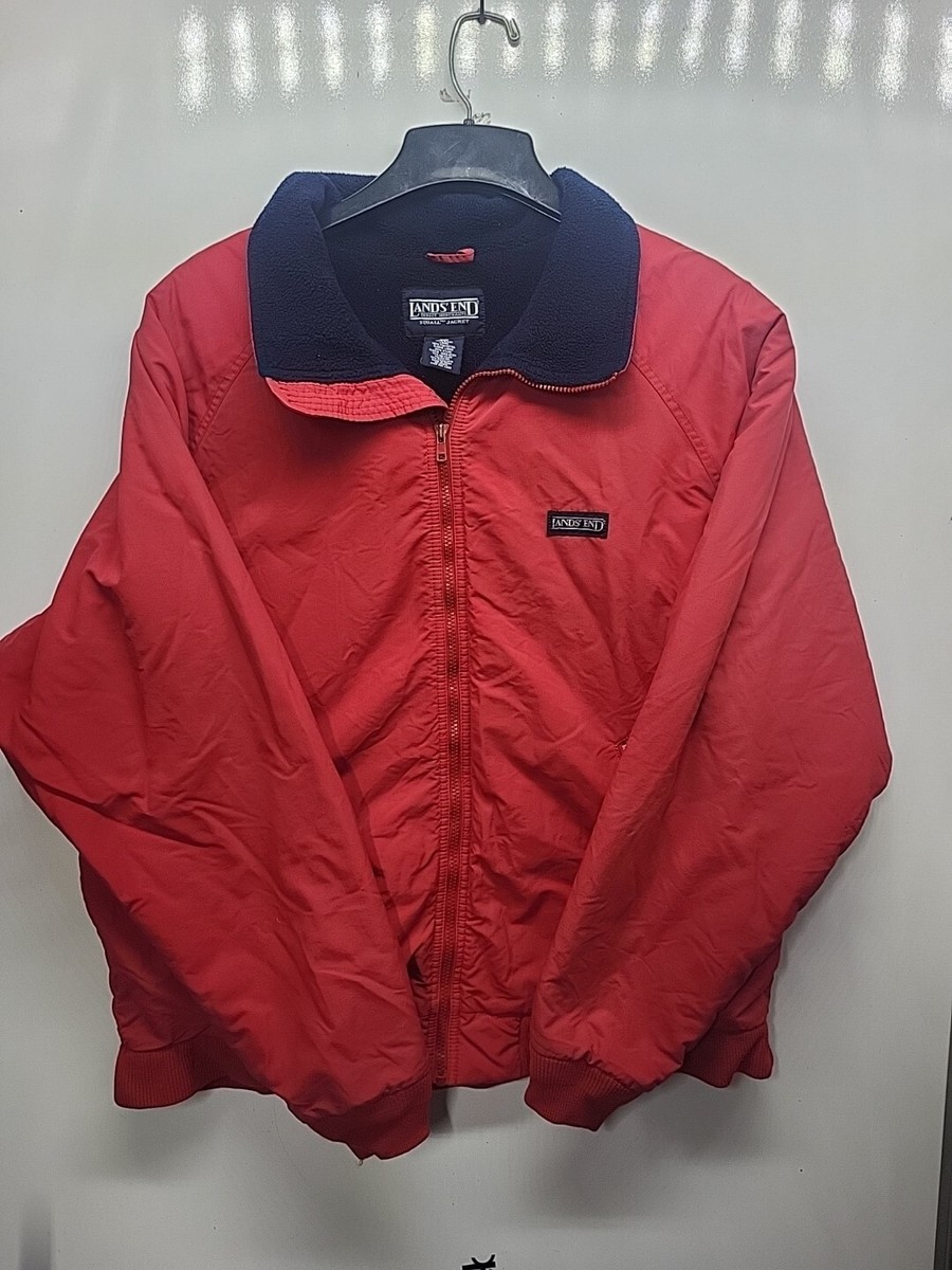 LAND'S END 90s SQUALL JACKET USA製 短丈 Lands End Squall Jacket Mens XL Tall Red Fleece Lined Coat Vintage