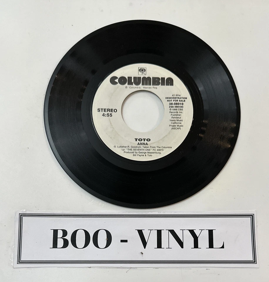 Toto - Anna 7” Promo Vinyl Record Columbia 38-08010 EX  - Image 2 of 4