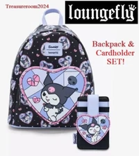 LOUNGEFLY Kuromi Stained Glass Mini Backpack & Cardholder SET! NEW! Sanrio