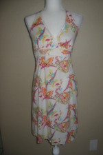 Forever 21 White Butterfly Print Halter Dress Size Large L Knee Length