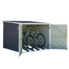 Image of 4 Bike Metal Shed Outdoor Garden Storage Box 6x7 Adult Bicycle Newbury Grey