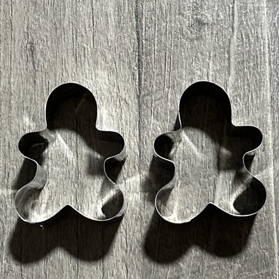 (2) Cookie Cutter Tin Ginger Bread Man Metal 2.5  Holidays Christmas Person W14