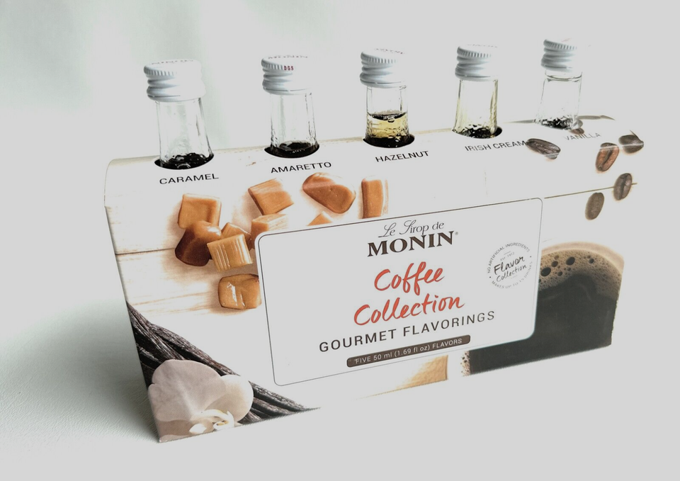 Monin Mini Coffee Collection Gourmet Flavorings 5pack Sampler (50mL