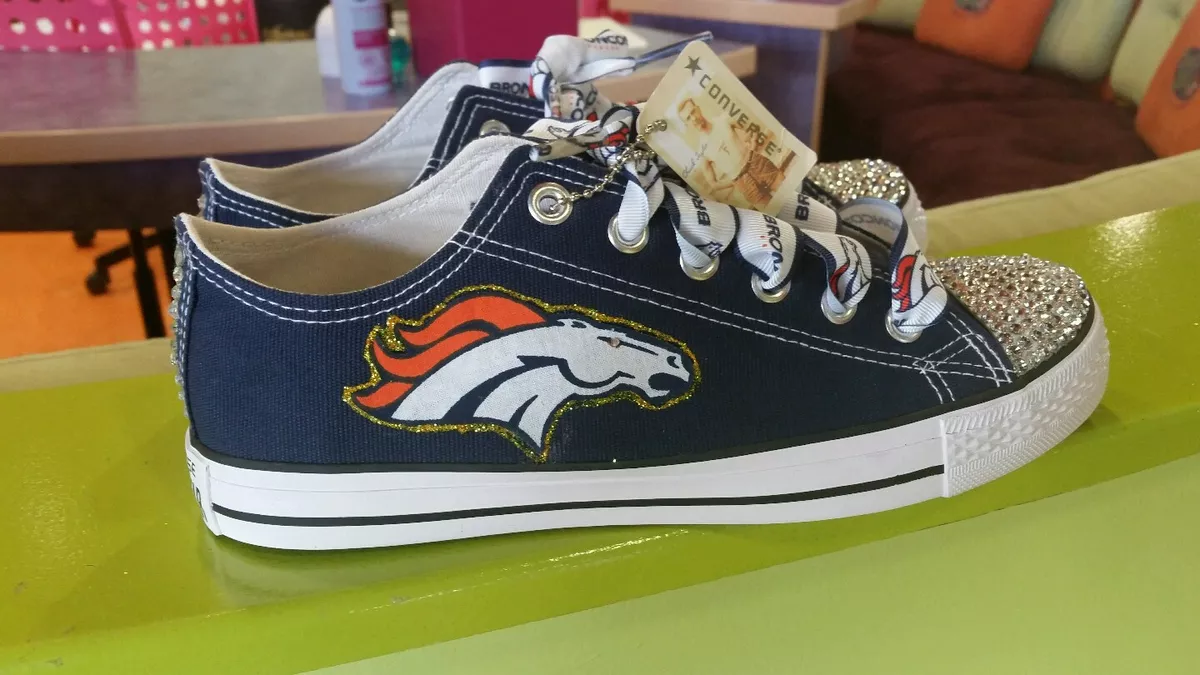 Denver Broncos Bling Converse Women s Canvas Shoes size 5.5 eBay