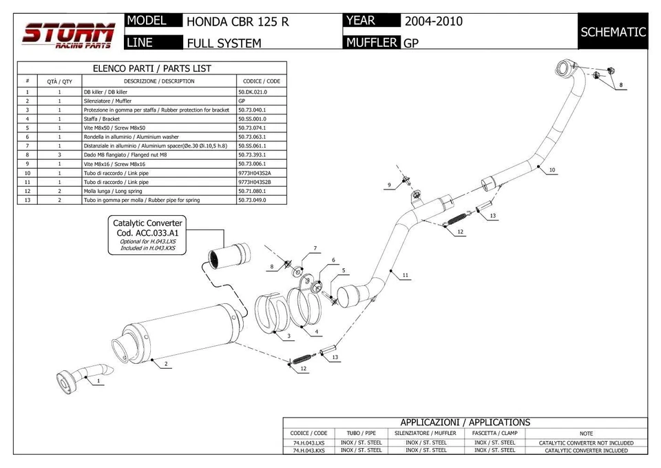 Scarico Completo Storm by Mivv Gp acciaio inox per Honda Cbr 125 R 2004 > 2010 Foto 4 de 4