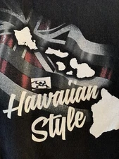 HAWAIIIAN STYLE Surfer Logo Local Motion Hawaii Flag Black T SHIRT Men’s Size M