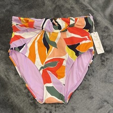 Anne Cole Women's Multi Printed Belted High-Waist Bikini Bottoms Size S