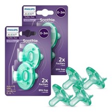 Philips Avent Soothie Orthodontic Baby Pacifiers, 100 Silicone Pacifiers 4 Pack