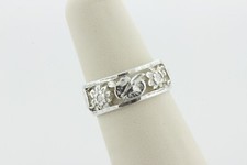 Vintage Sterling Silver 925 Openwork Alternating 8MM Floral Band Ring - Size 8