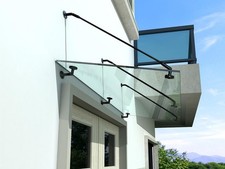 Glaswerk Westfalen - (3STR) 230x90 cm Klarglas Glasvordach inkl. Halter in Schwa