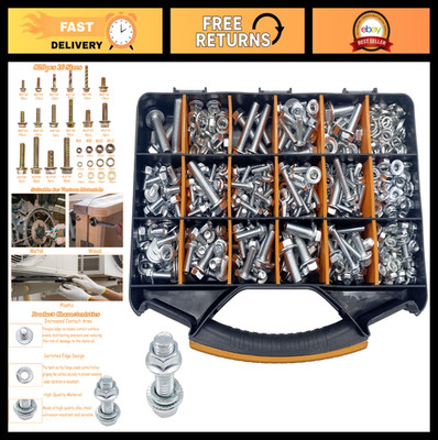 820pcs Metric Flange Bolt & Nut Assortment, M6-M12, 16 Sizes, White Zinc Coated