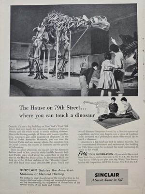 1955 Sinclair Oil American Museum National History dinosaur display vintage ad