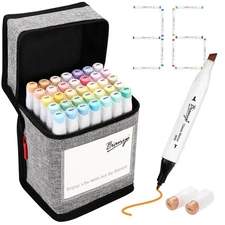 36 Pastel Colors Alcohol Markers Set, Alcohol-Based Dual Tip Art Markers Set ...