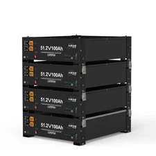 HRBEENERGY 4Pcs 5.12kWh 48V 100AH Server Rack LiFePO4 Lithium Battery 3U 5.12KWH