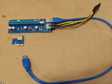 PCI-E 1xto16x Powered USB3.0 Molex 4pin GPU Riser Ext.Adapter Card.