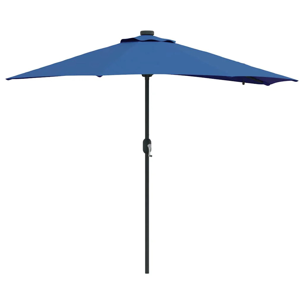 Parasol de jardin pliable moderne de 294 x 150 cm en aluminium brossé et ciel de LED