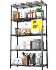  5-Tier Wire Shelving Unit, Extra Wide Metal Storage Rack, 5 Tiers-29”W Black