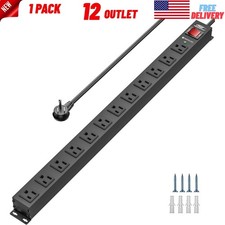 12 Outlet Metal Power Strip, Heavy Duty Surge Protector 2100J, 6Ft 15A/1875W