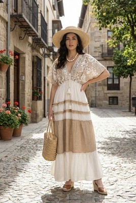 Damen sommer boho hippie ibiza Maxikleid S, M, L