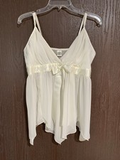 Feminine Top Womens L Coquette Fairy Babydoll Y2K Handkerchief Hem Whimsical