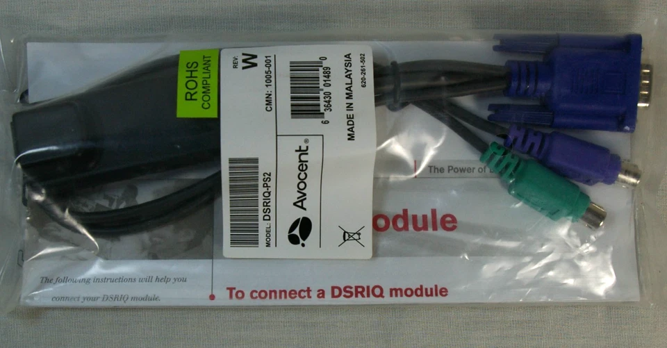 Avocent DSRIQ-PS2 PS/2+VGA KVM adapter dongle for IP KVM NOS Sealed 1005-001 W - Image 2 of 3