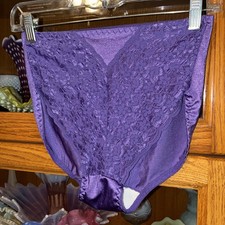 Vintage M Whisper Soft Purple Lace Panties Nylon Lycra Spandex Vintage Panty