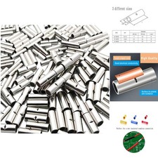 300pc Non-Insulated Butt Connectors 10-22 AWG Seamless Copper Crimp Terminal Kit