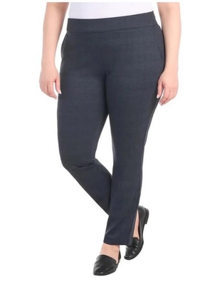 #ad Dalia Women’s Pull on Ponte Pant Mid Rise Narrow Leg Navy Combo XL $25.00