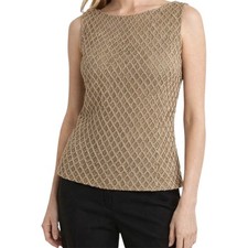 Vintage Carmen Marc Valvo Beaded Blouse 90s Embellished Top Zip Lined Beige 4