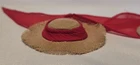Vintage Barbie #985 OPEN ROAD Straw HAT w/ Red CHIFFON SCARF  (1961-62) (2)