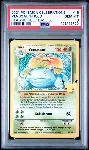 2021 POKEMON CELEBRATIONS CLASSIC COLL #15 VENUSAUR-HOLO PSA 10