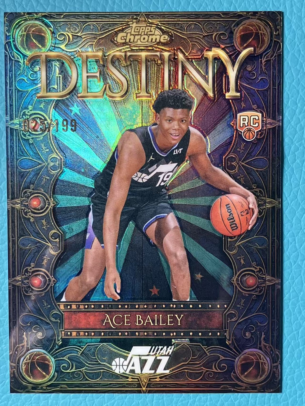 Ace Bailey 2025-26 Topps Chrome 025/199 Aqua Destiny RC Jazz #D-5 -LAA1
